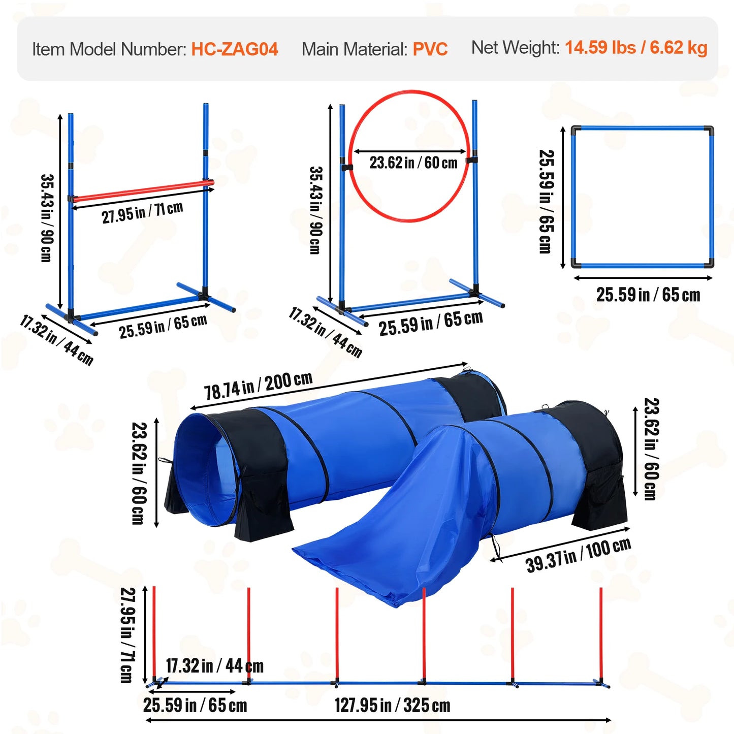 SucceBuy Dog Agility Equipment Set With Hurdles And Poles