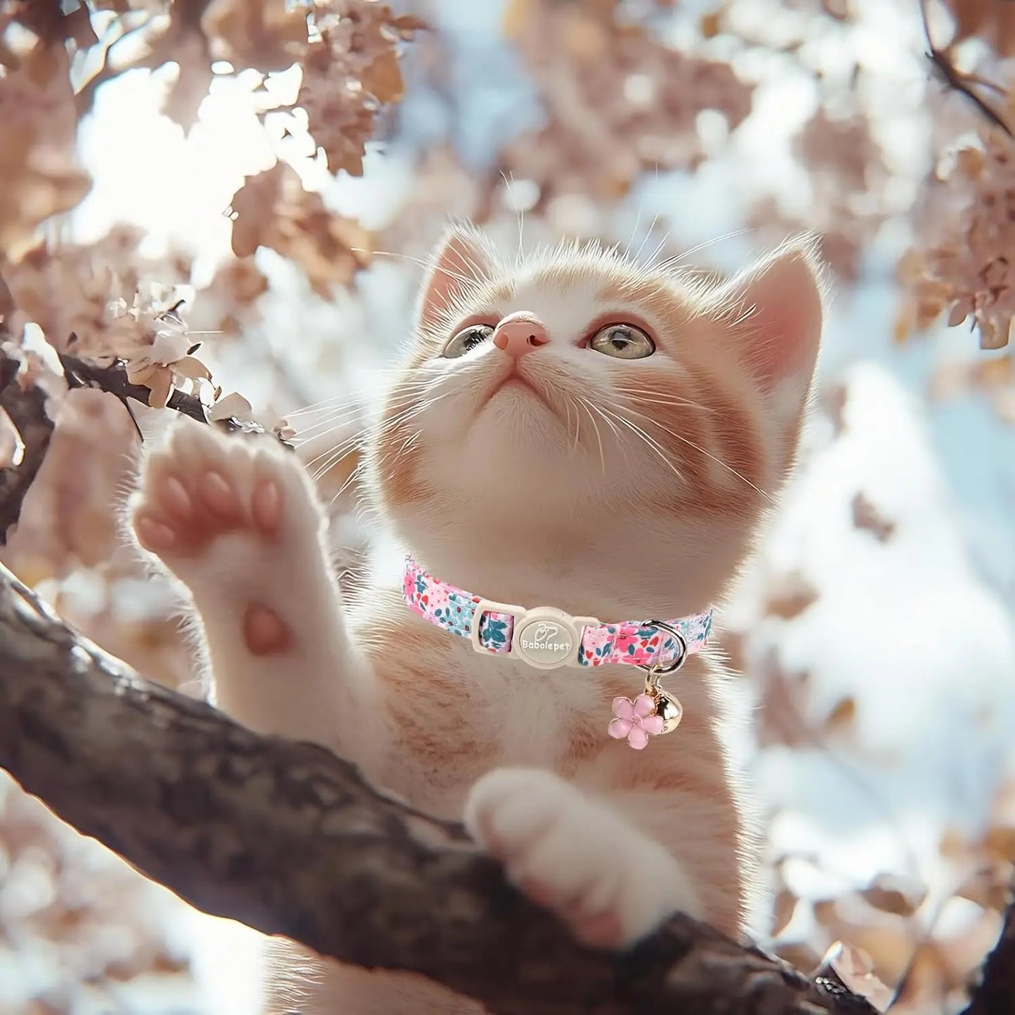 Two Pack Cotton Cat Collars With Bell Strawberry Flower Pendant