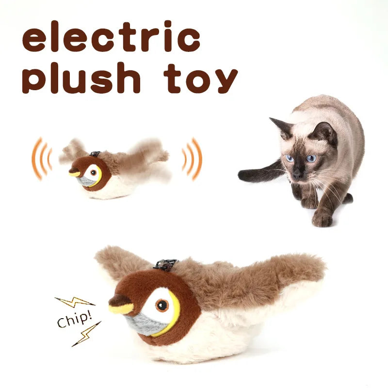 Interactive Simulated Bird Plush Pet Toy Touch Activated Chirping Companion
