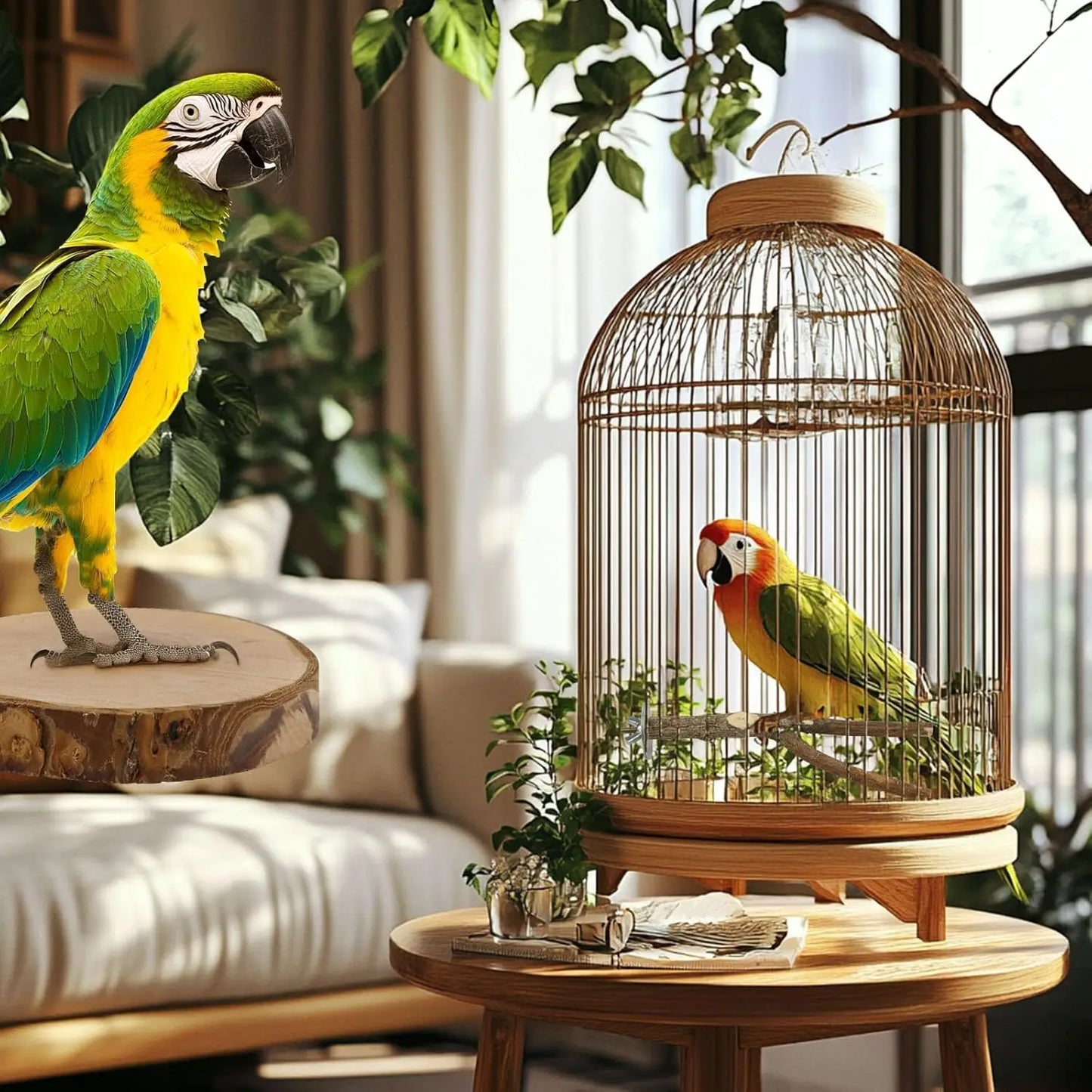 Natural Wood Perches Multi Branch Cage Stand