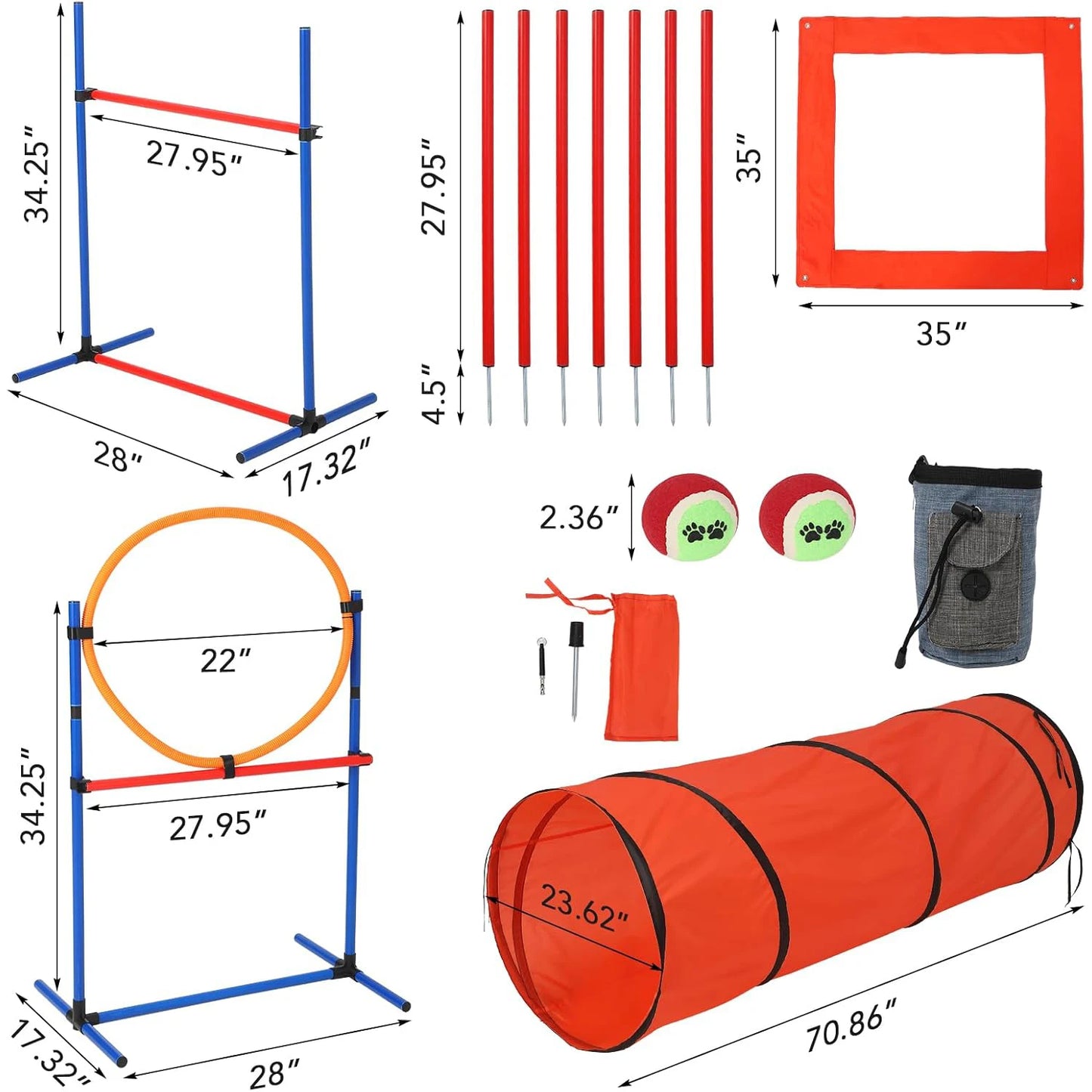 Dog Agility Training Set 87 Piece Obstacle Course Kit