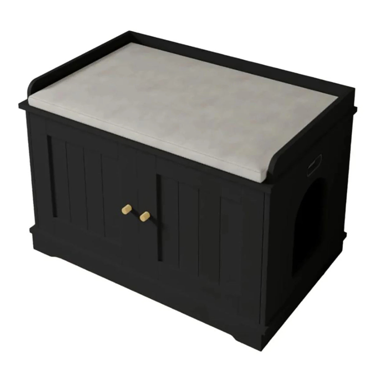 HiMiss Wooden Hidden Cat Litter Box Enclosure With Barn Door