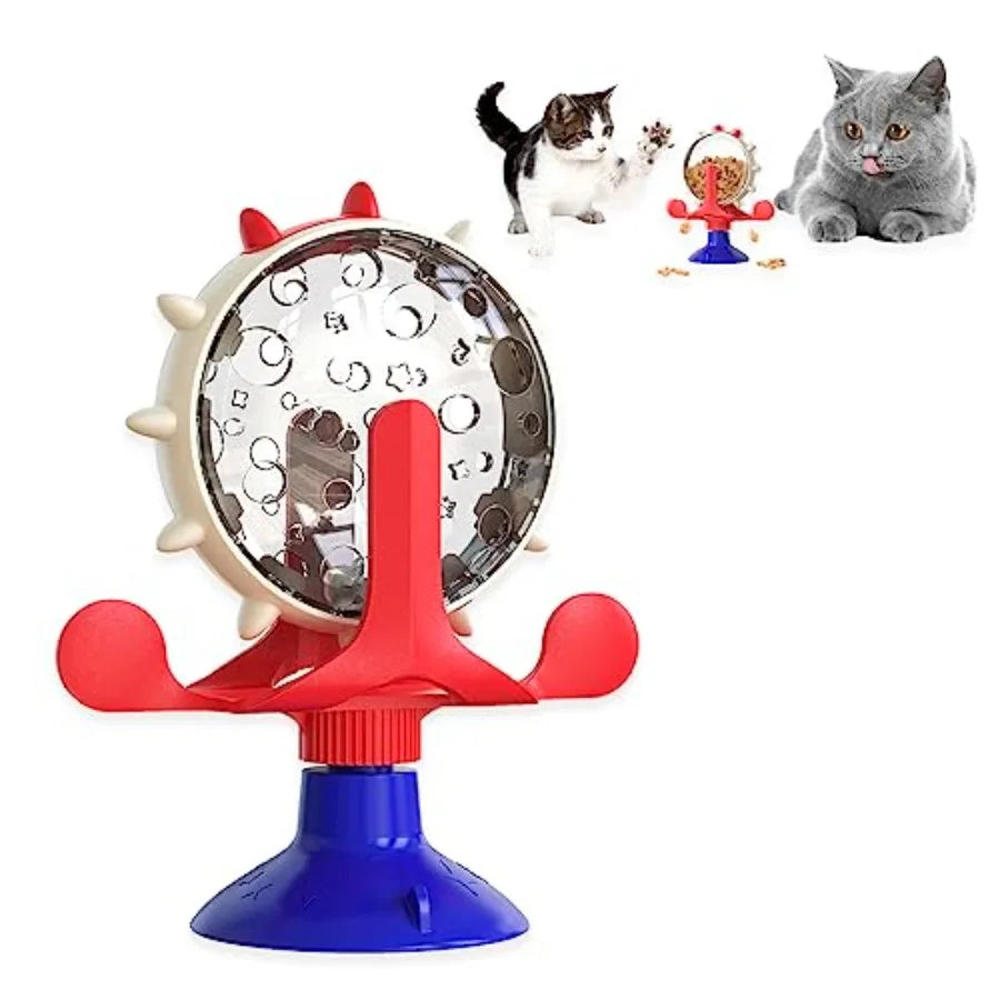Interactive Cat And Dog Treat Dispenser Toy With Rotating Design