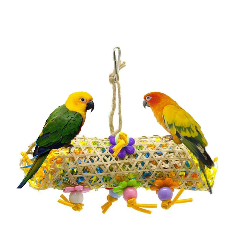 3pc Parrot Toy Set Paper String Chewing Cage Decor