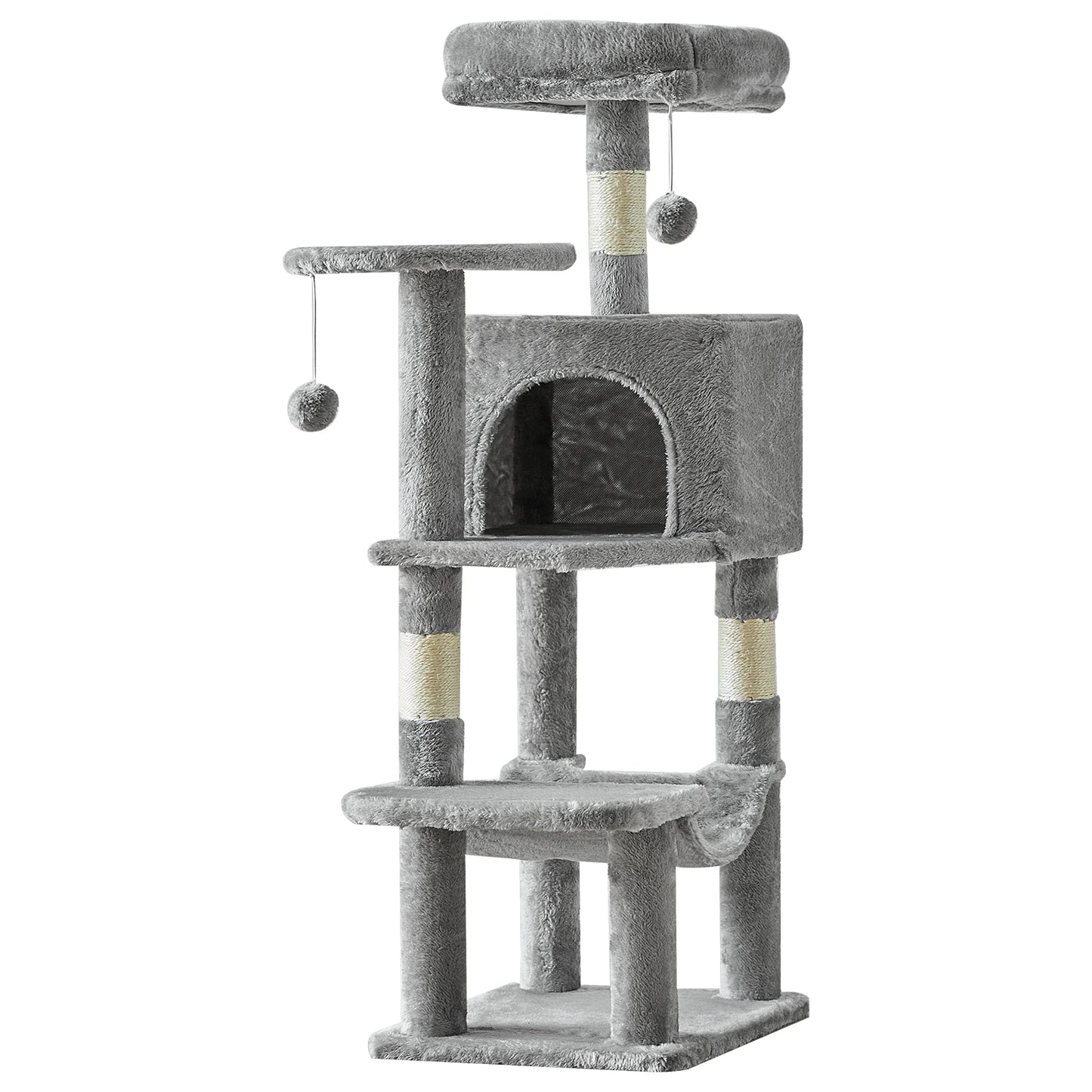 Four Level Cat Tree For Indoor Multi Cat Play And Scratching Sisal Posts