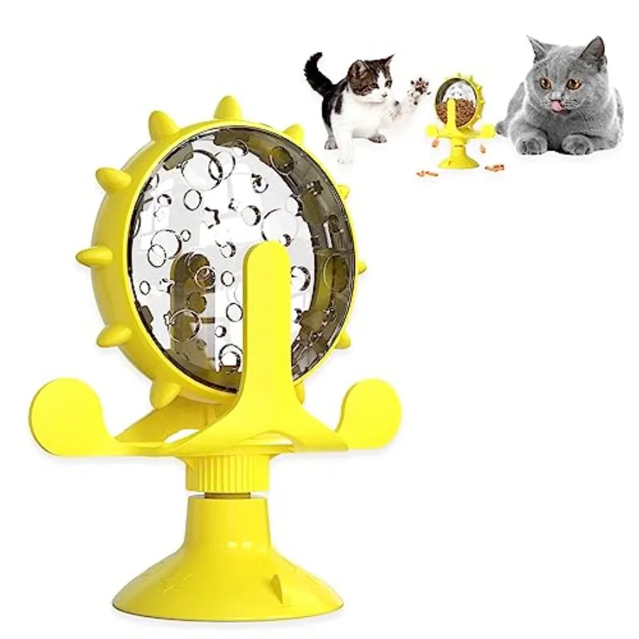 Interactive Cat And Dog Treat Dispenser Toy With Rotating Design