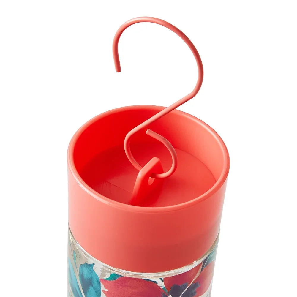 Fresh Floral Glass Hummingbird Feeder With Ant Moat