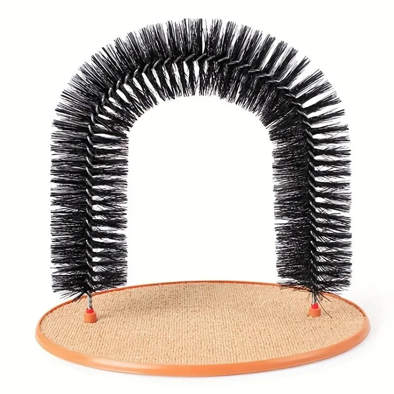 Cat Grooming Arch Toy With Massage Brush Scratching Pad