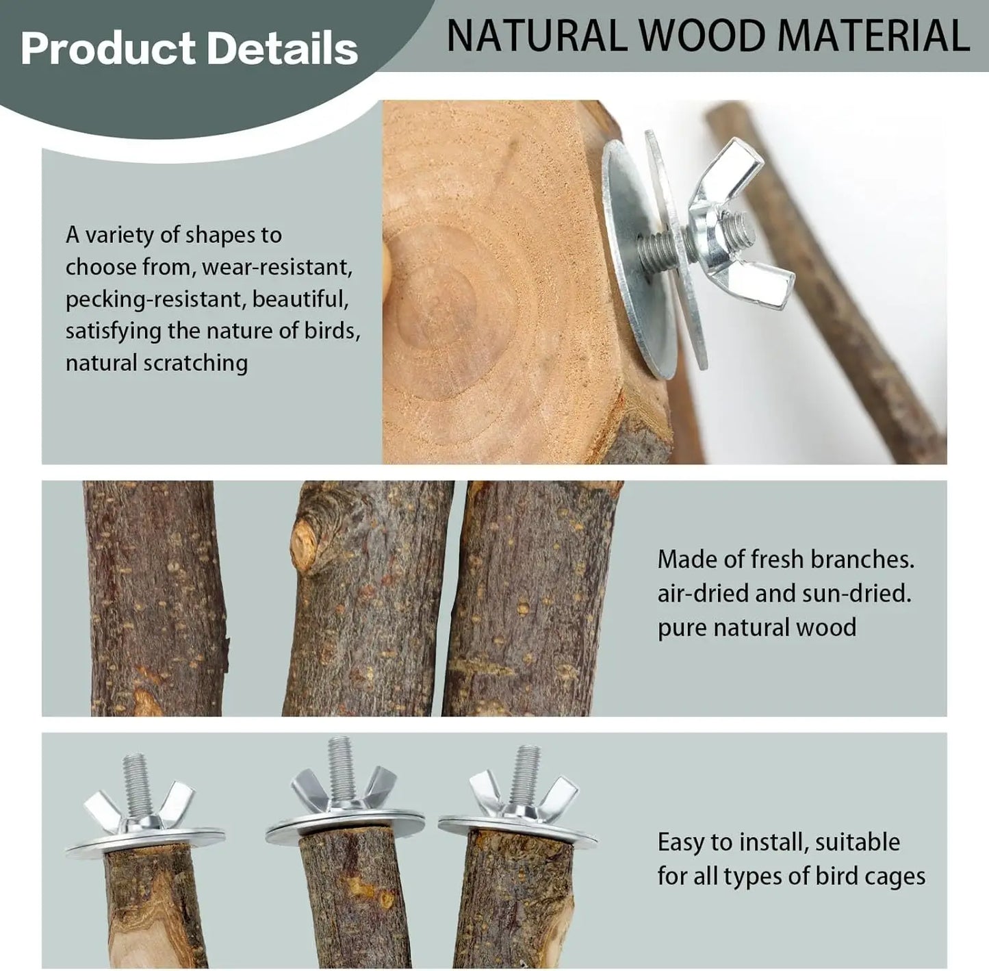 Natural Wood Perches Multi Branch Cage Stand