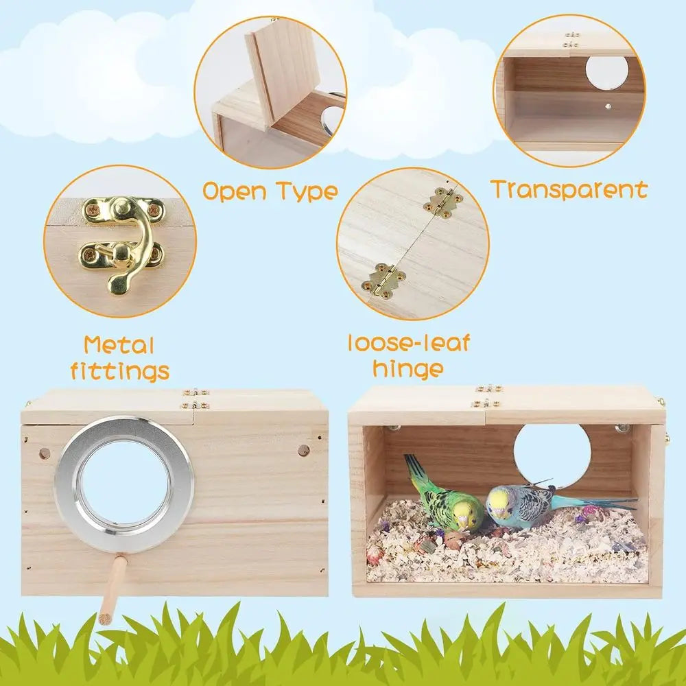 Parakeet Nesting Box Transparent Design Breeding Cage