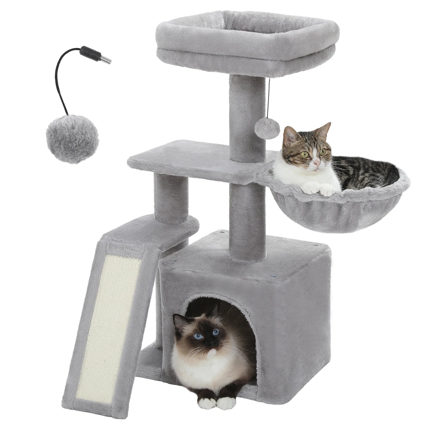 ^Three Tier Cat Tree With Sisal Scratching Post