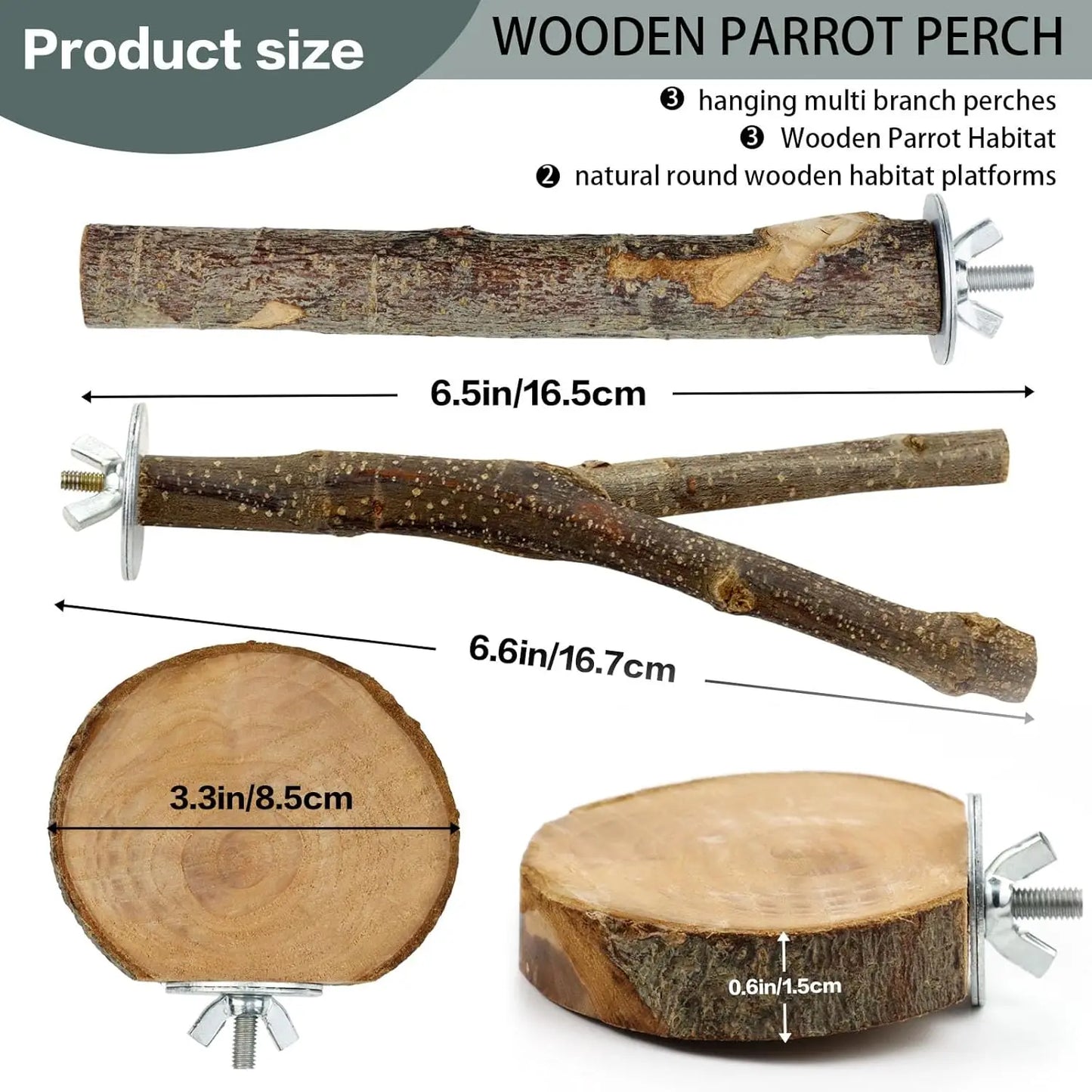 Natural Wood Perches Multi Branch Cage Stand