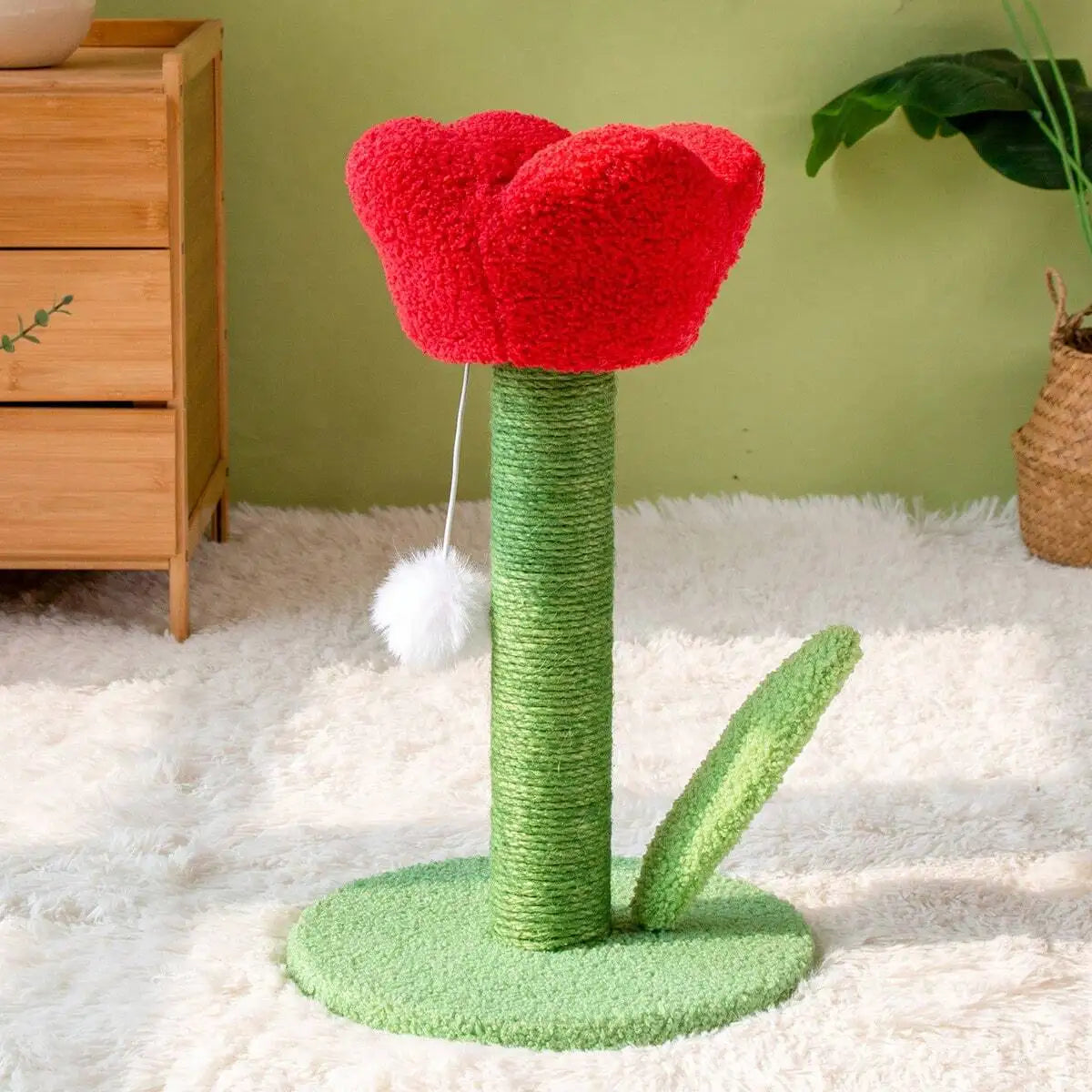 Tulip Shaped Cat Scratching Post With Sisal Rope Board
