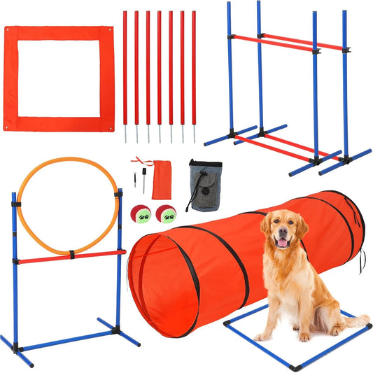 HiMISSH Dog Agility Training Equipment Set Obstacle Course Kit