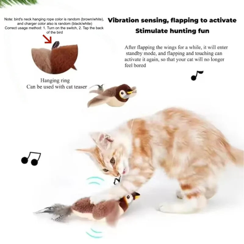 Interactive Simulated Bird Plush Pet Toy Touch Activated Chirping Companion