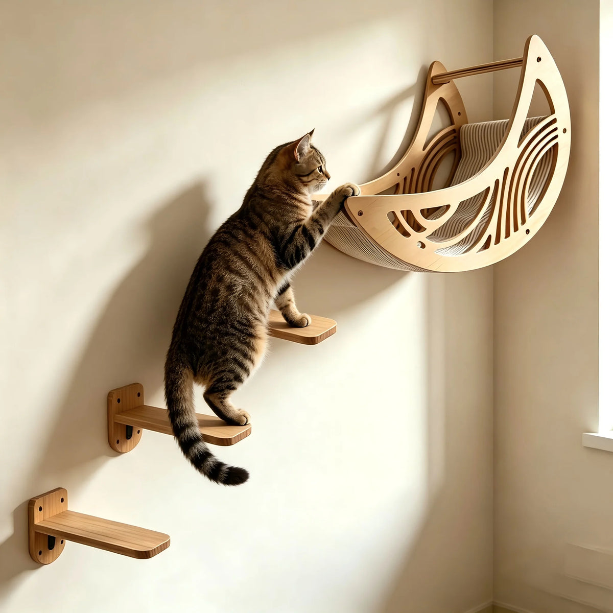 CWV Wall Mounted Cat Shelves And Moon Hammock Perches