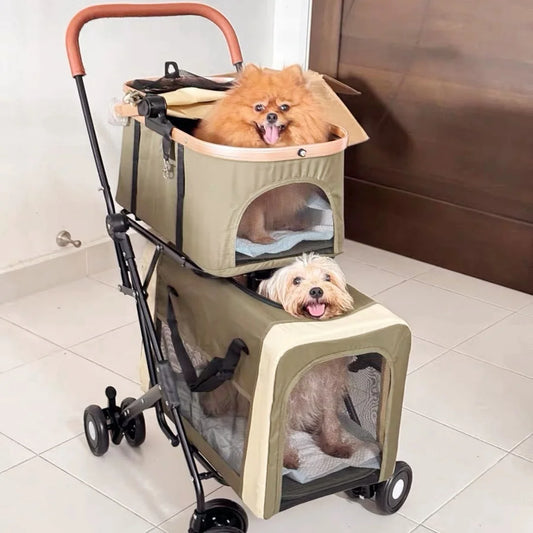 Detachable Double Layer Pet Stroller for Small Pets