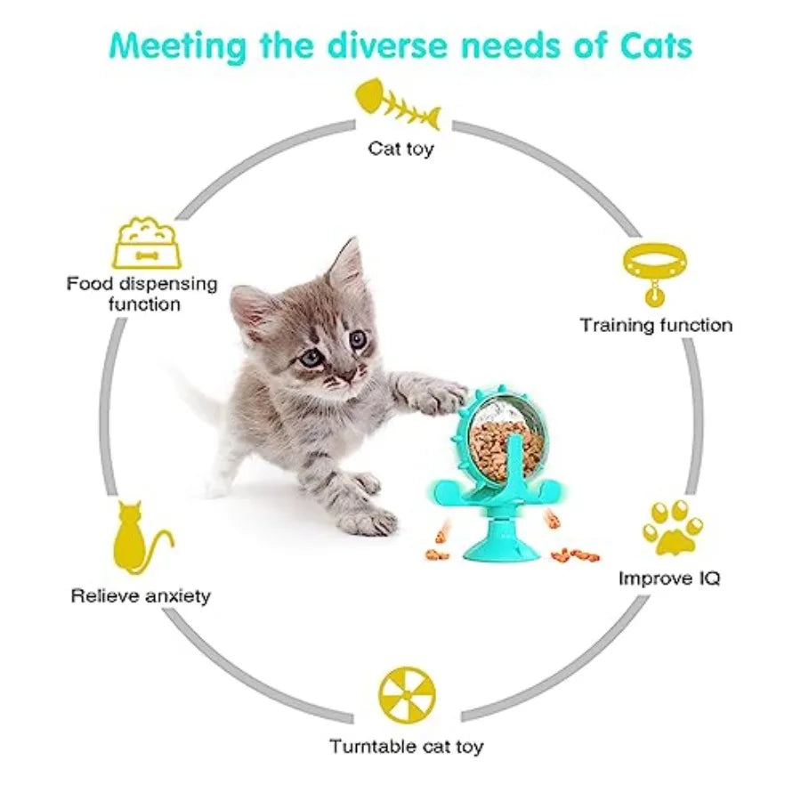 Interactive Cat And Dog Treat Dispenser Toy With Rotating Design