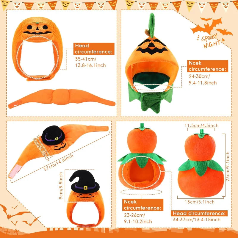 Pumpkin Hat Set For Cats And Dogs Halloween Party
