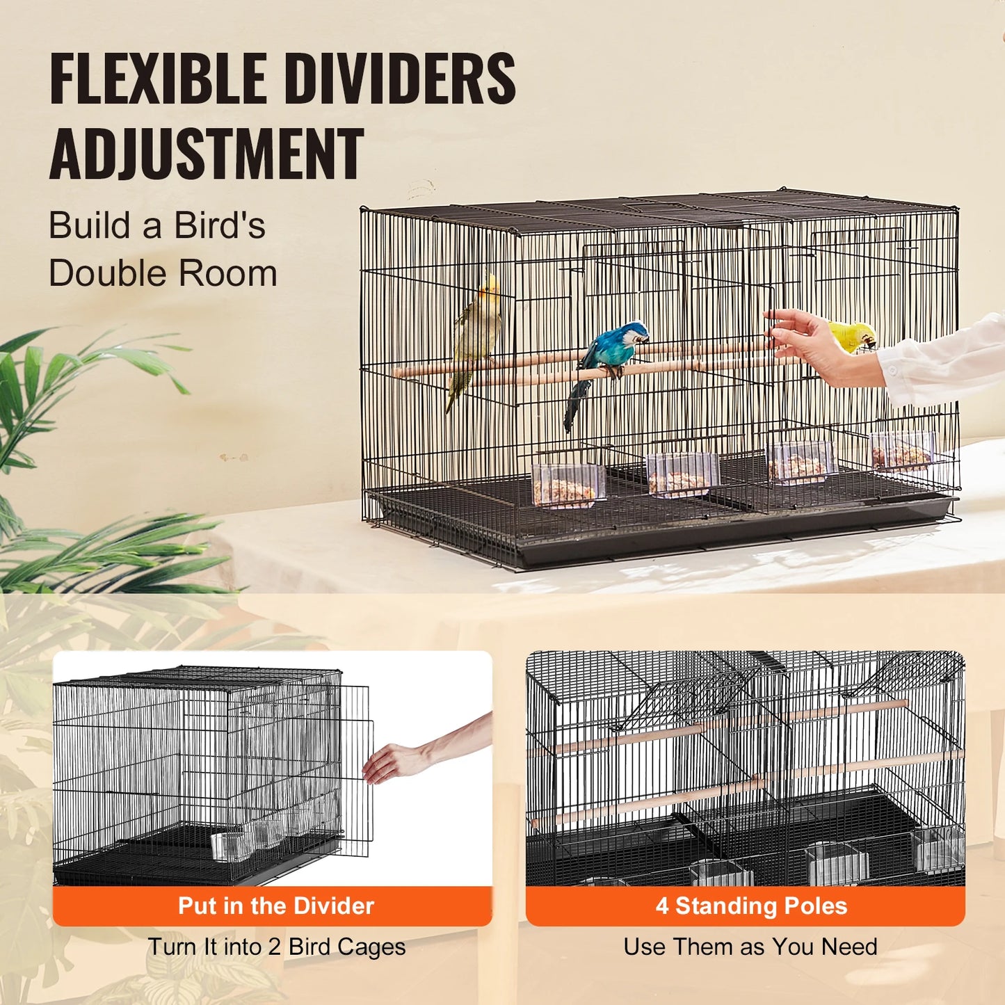 SucceBuy Stackable Divided Bird Cage With Handle For Travel