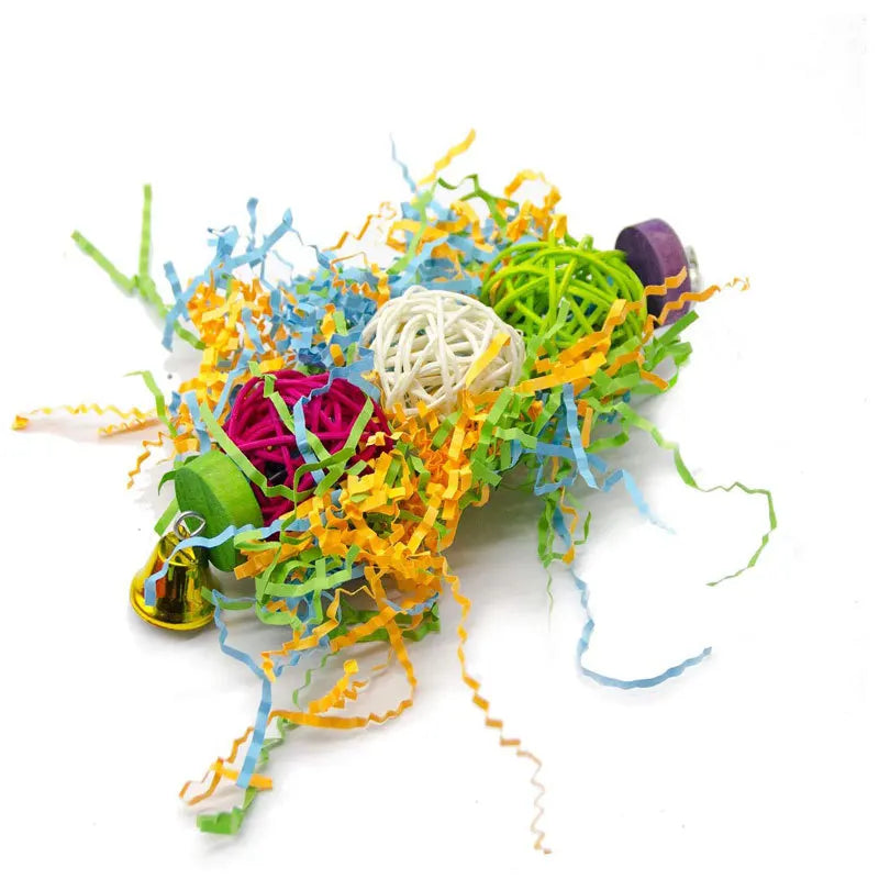 3pc Parrot Toy Set Paper String Chewing Cage Decor