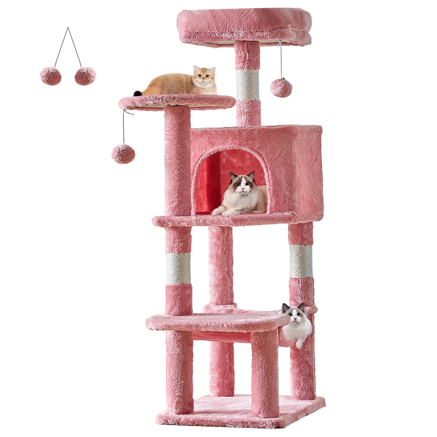 Four Level Cat Tree For Indoor Multi Cat Play And Scratching Sisal Posts