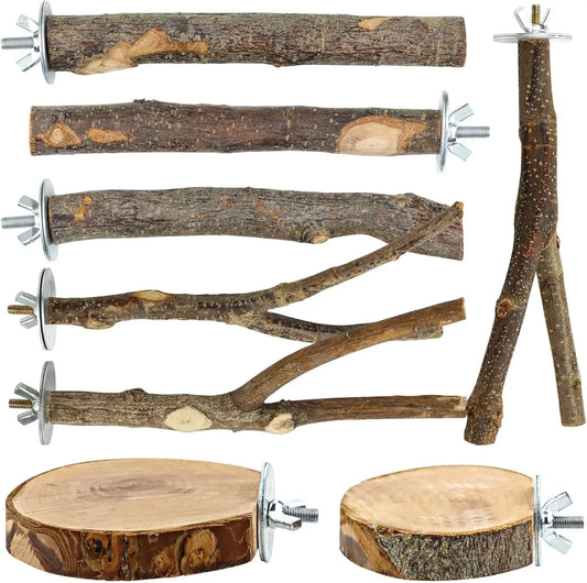 Natural Wood Perches Multi Branch Cage Stand