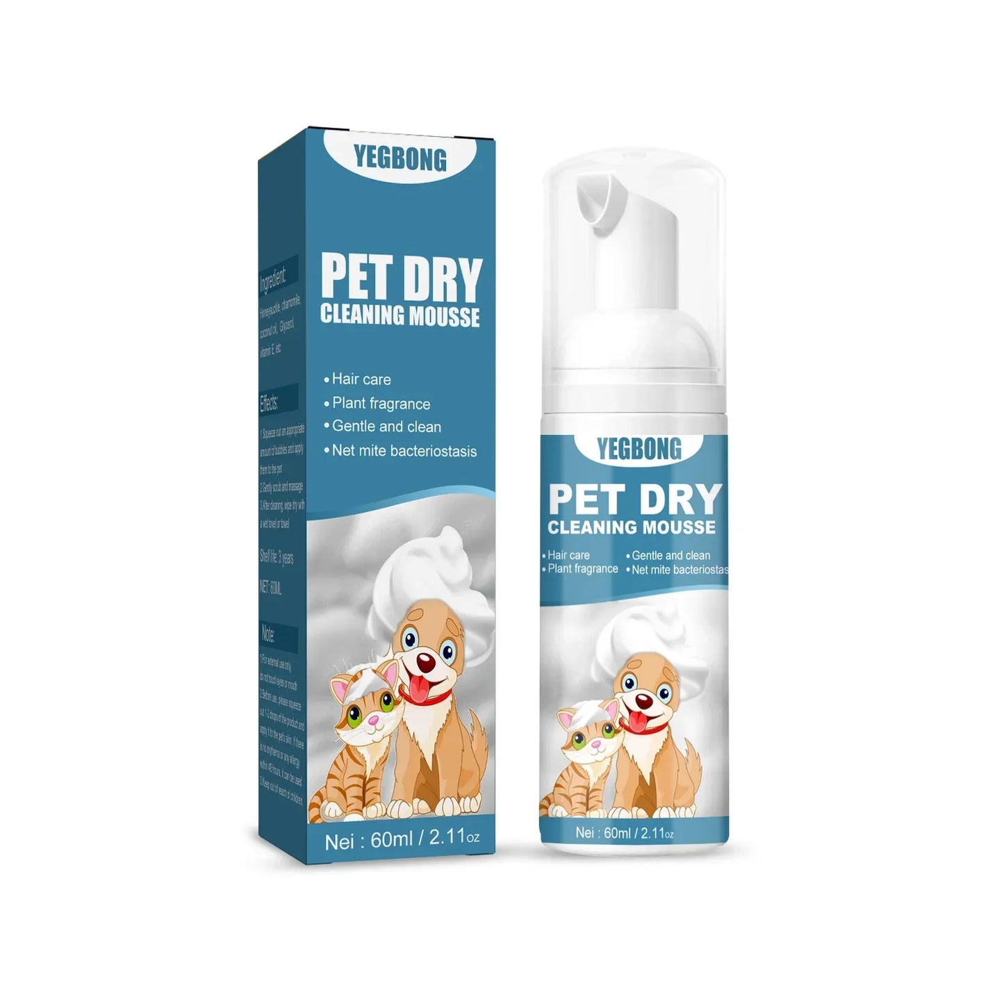 Waterless Cat and Dog Dry Shampoo Mousse for Grooming