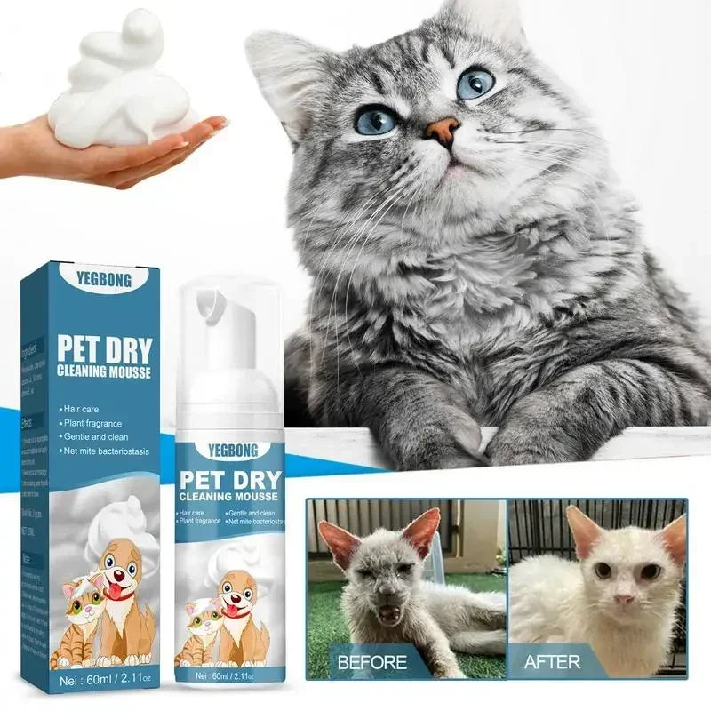 Waterless Cat and Dog Dry Shampoo Mousse for Grooming