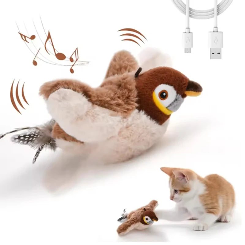 Interactive Simulated Bird Plush Pet Toy Touch Activated Chirping Companion