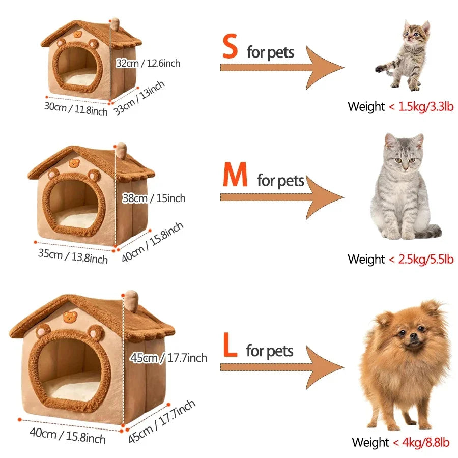 Foldable Pet House Removable Washable Cat And Puppy Cave