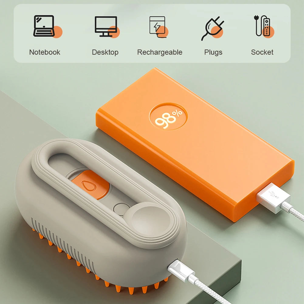 USB Cat Dog Grooming Brush Water Spray USB Rechargeable