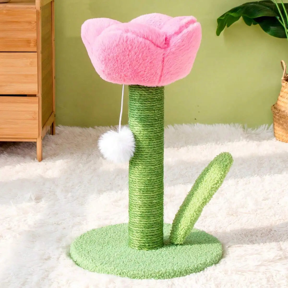 Tulip Shaped Cat Scratching Post With Sisal Rope Board