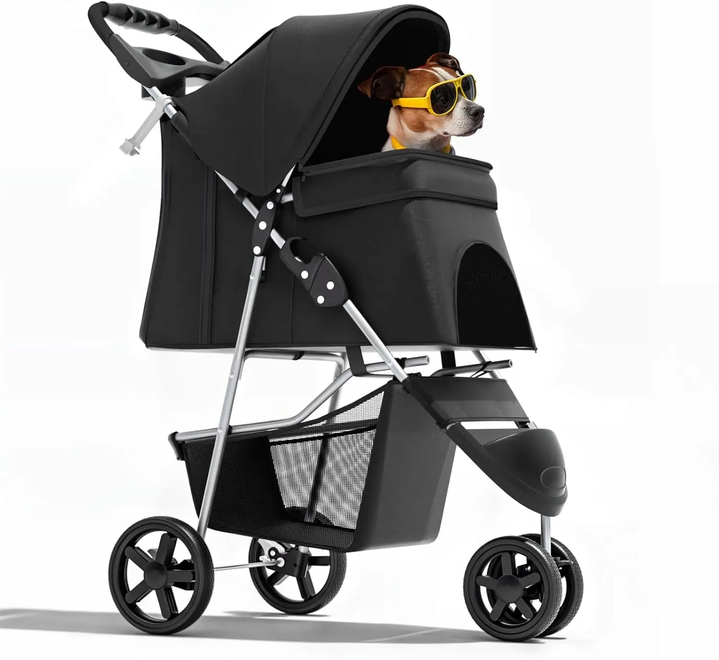Three Wheel Pet Stroller Foldable Travel Jogger For Small Dogs