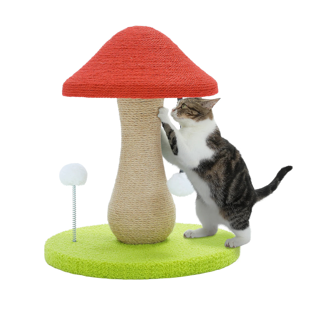 PAWZ Road Mushroom Cat Scratcher With Sisal And Pompom Toy