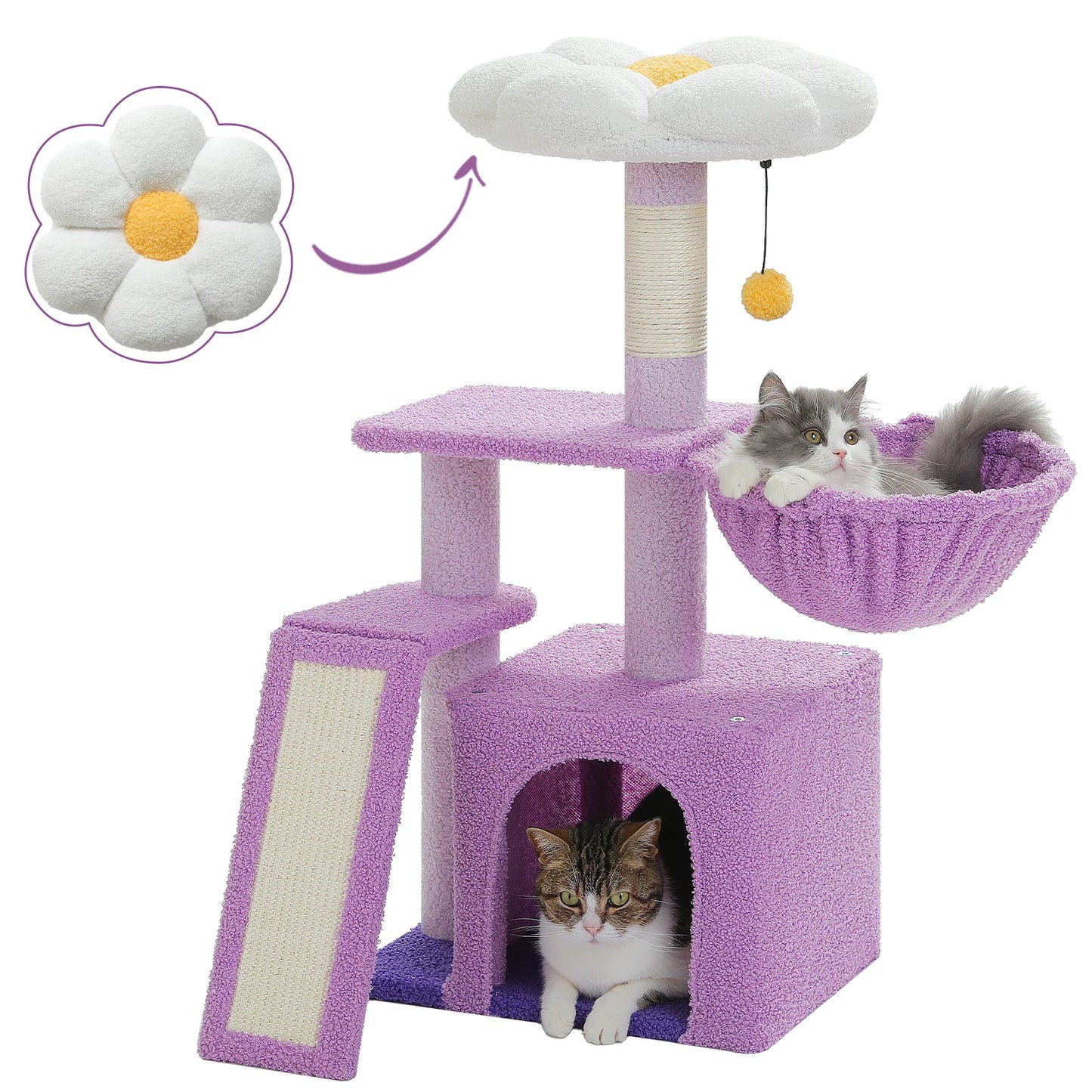 ^Three Tier Cat Tree With Sisal Scratching Post
