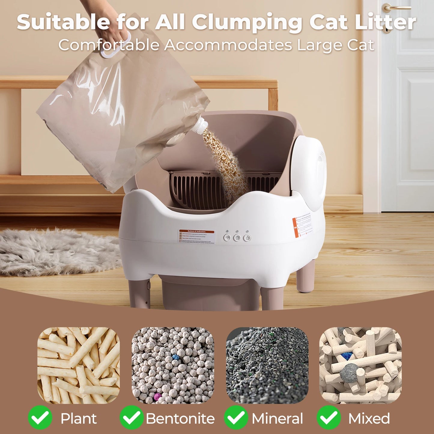 Self Cleaning Automatic Litter Box With App Control