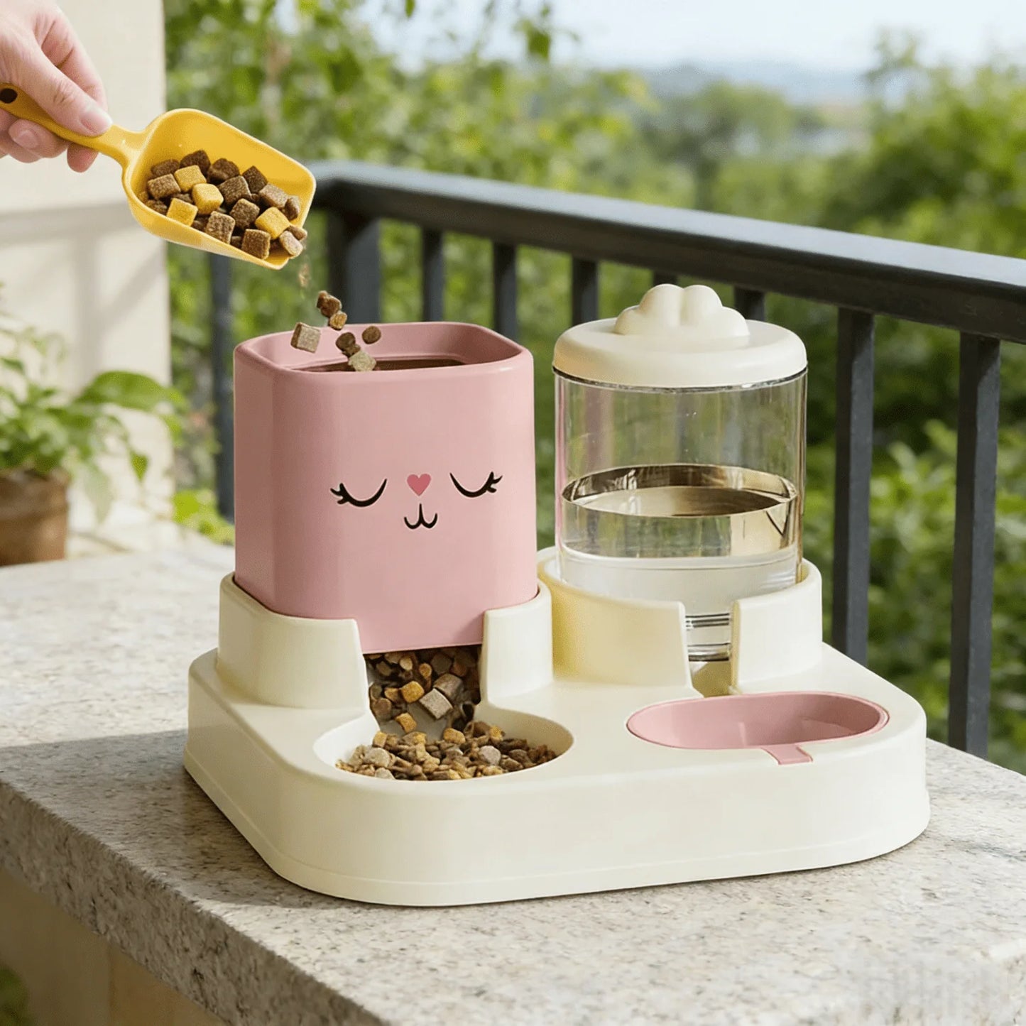 Automatic Pet Food and Water Dispenser 2 in 1 Bowls