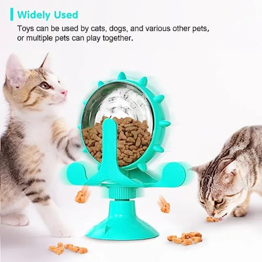 Interactive Cat And Dog Treat Dispenser Toy With Rotating Design