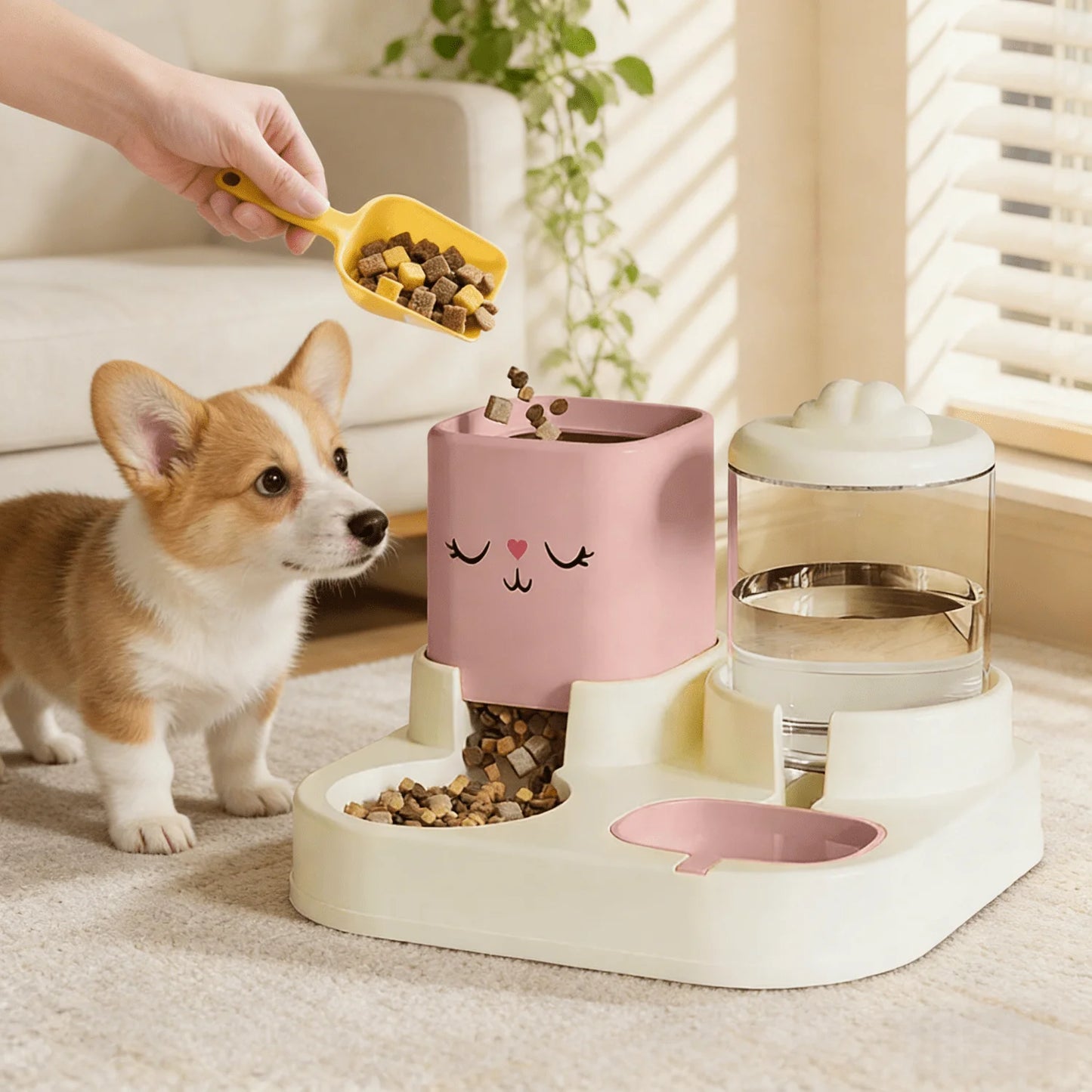 Automatic Pet Food and Water Dispenser 2 in 1 Bowls