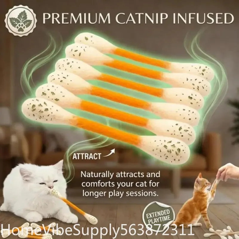 Sisal Cotton Swab Catnip Chew Toy For Cats And Kittens