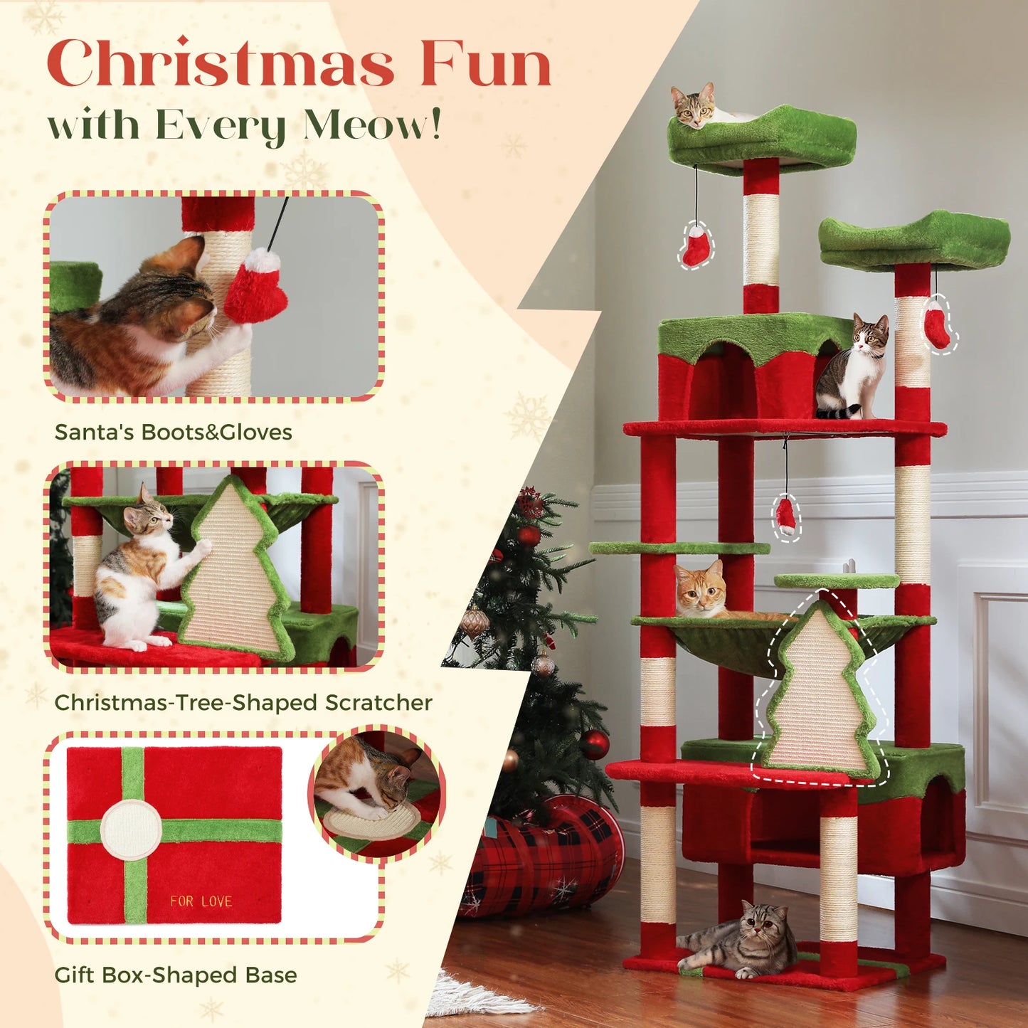 Cat Tree Tower With Sisal Scratching Posts Condo