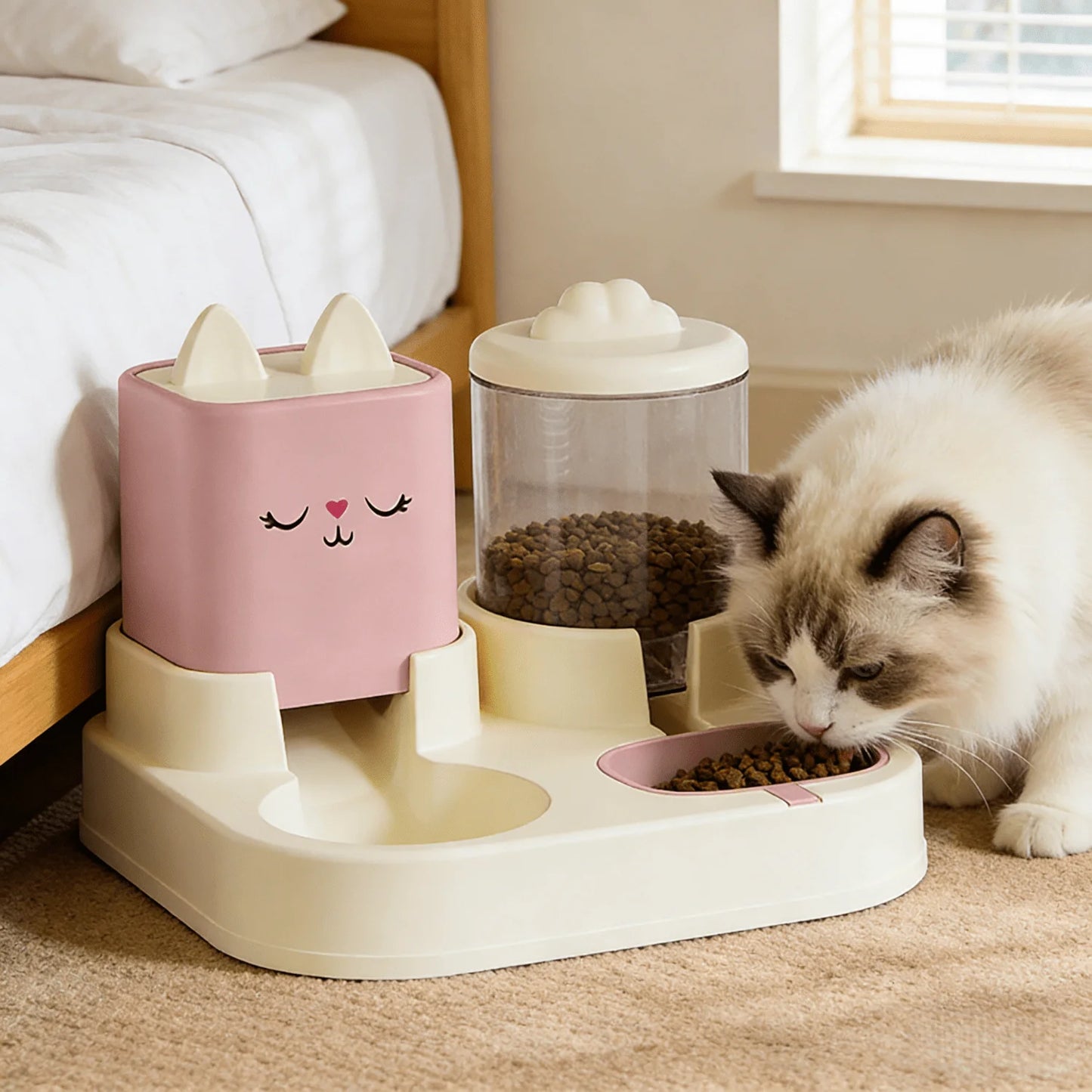 Automatic Pet Food and Water Dispenser 2 in 1 Bowls