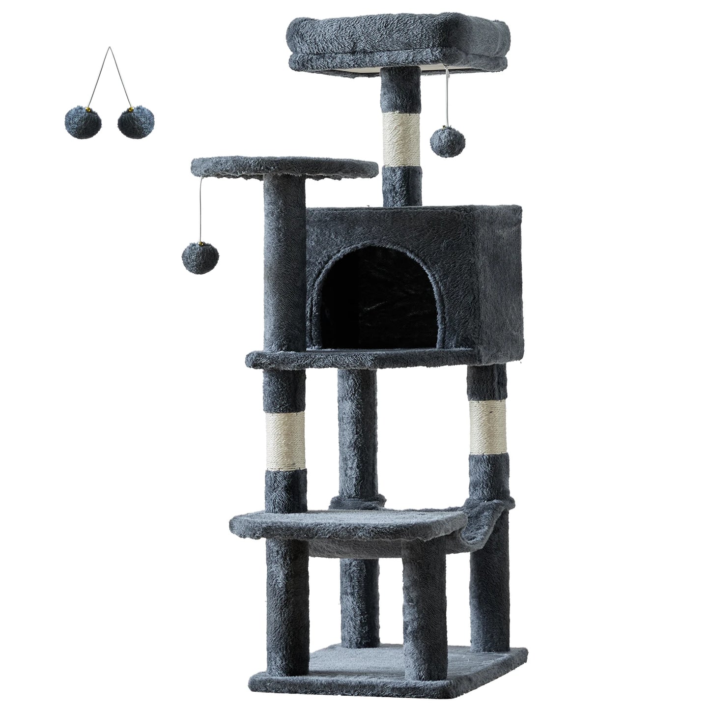 Four Level Cat Tree For Indoor Multi Cat Play And Scratching Sisal Posts