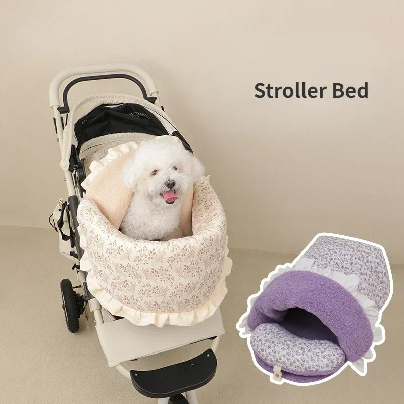 Plush Sleeping Bag for Small Dogs Stroller Outdoor Use