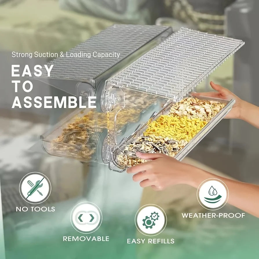 Feature Indestructible Window Bird Feeder With Seed Tray Suction Cups