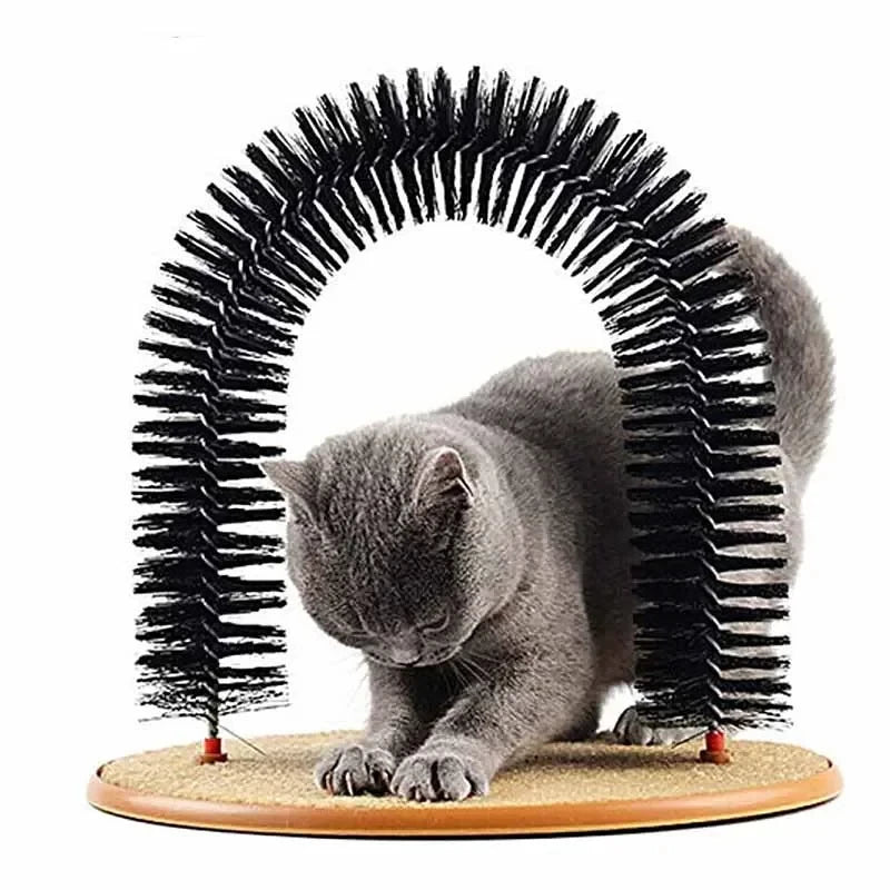 Cat Grooming Arch Toy With Massage Brush Scratching Pad