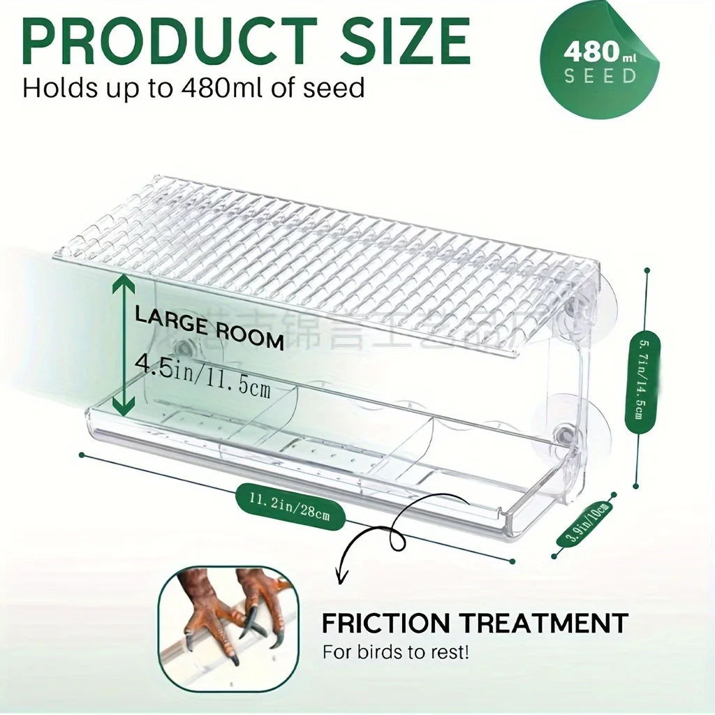 Feature Indestructible Window Bird Feeder With Seed Tray Suction Cups