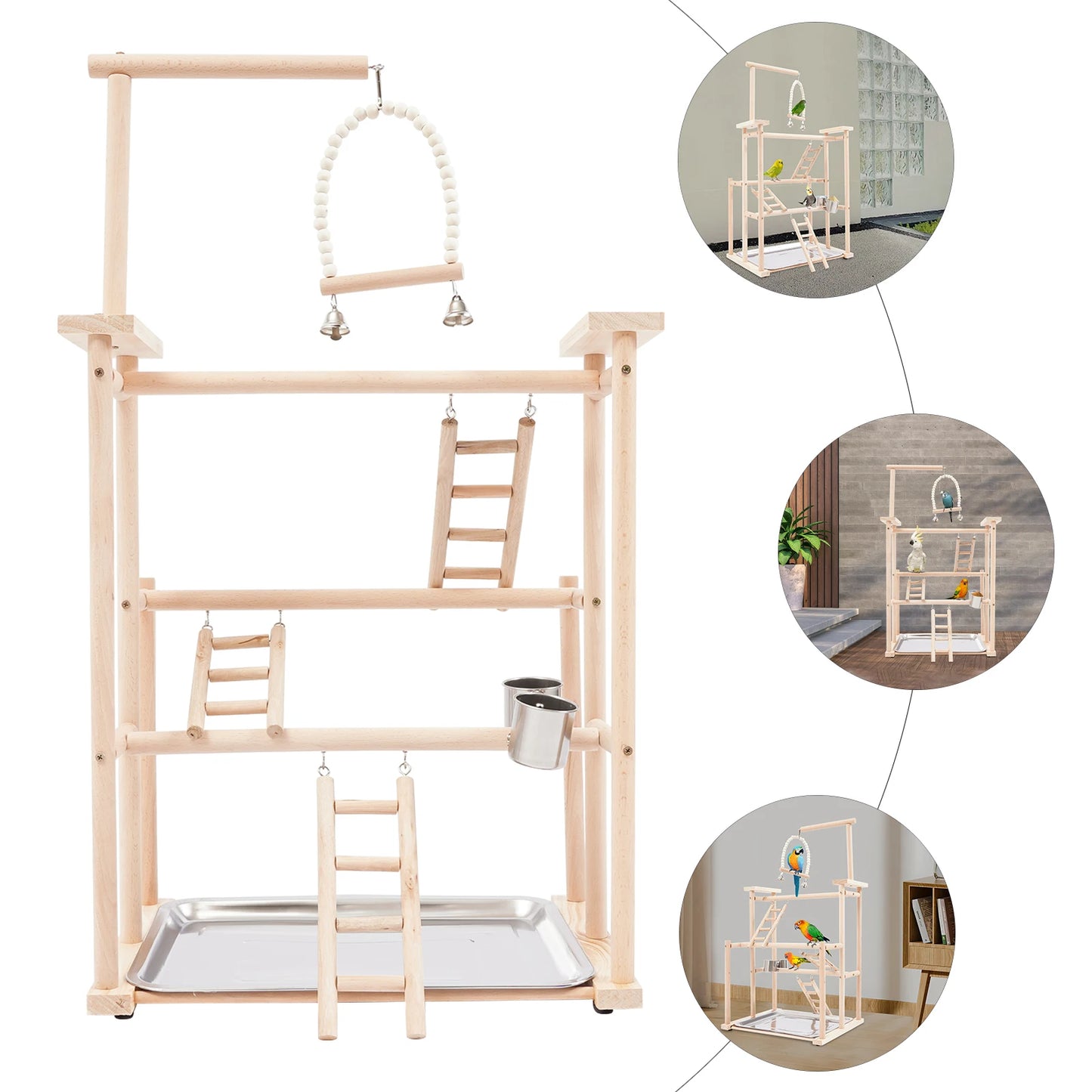 Parrot Rack Playing Stand For Small Birds Beech Wood