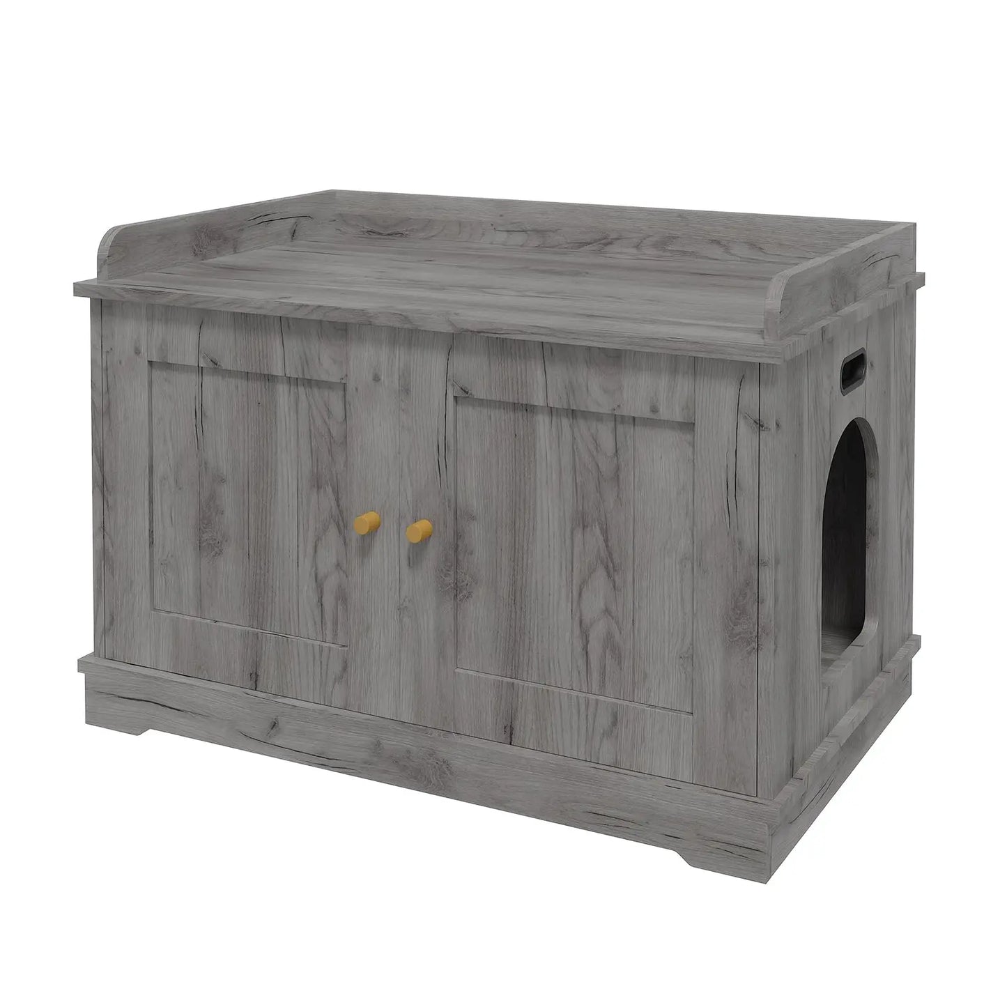 Ventilated Wooden Cat Litter Box Enclosure With Barn Door